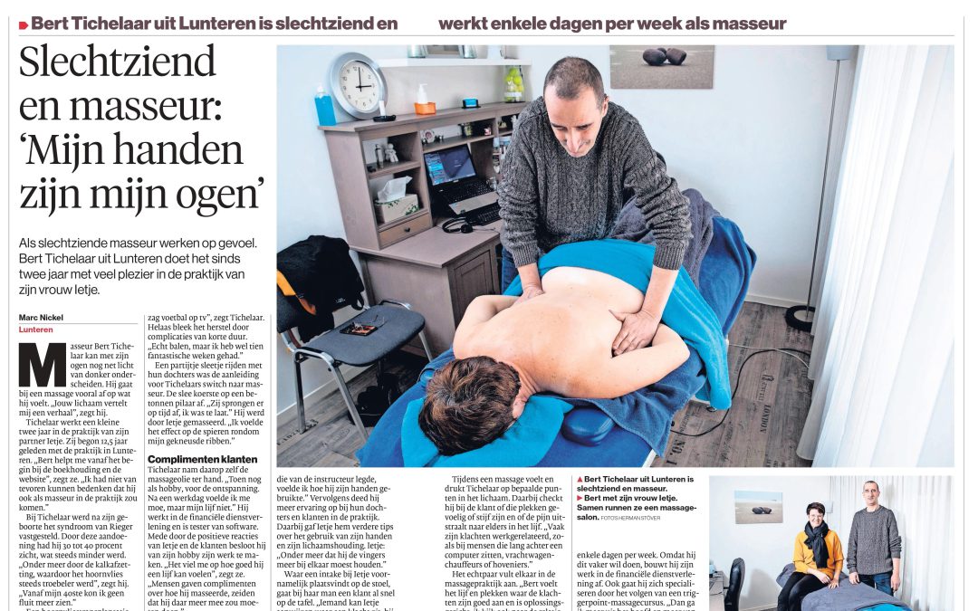 Artikel Gelderlander Algemeen Dagblad Slechtziende masseur